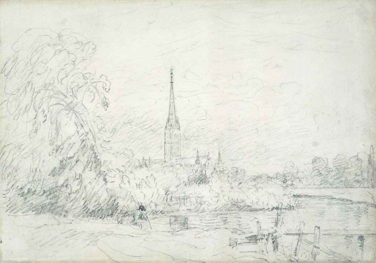 Katedrála v Salisbury ze severozápadu, 1829 (grafit na papíře) od John Constable