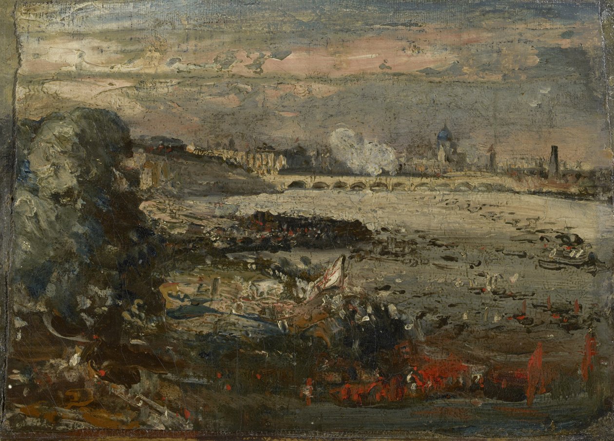 Náčrt pro "Otevření mostu Waterloo při pohledu z Whitehall Stairs, 18. června 1817", kolem 1819 od John Constable