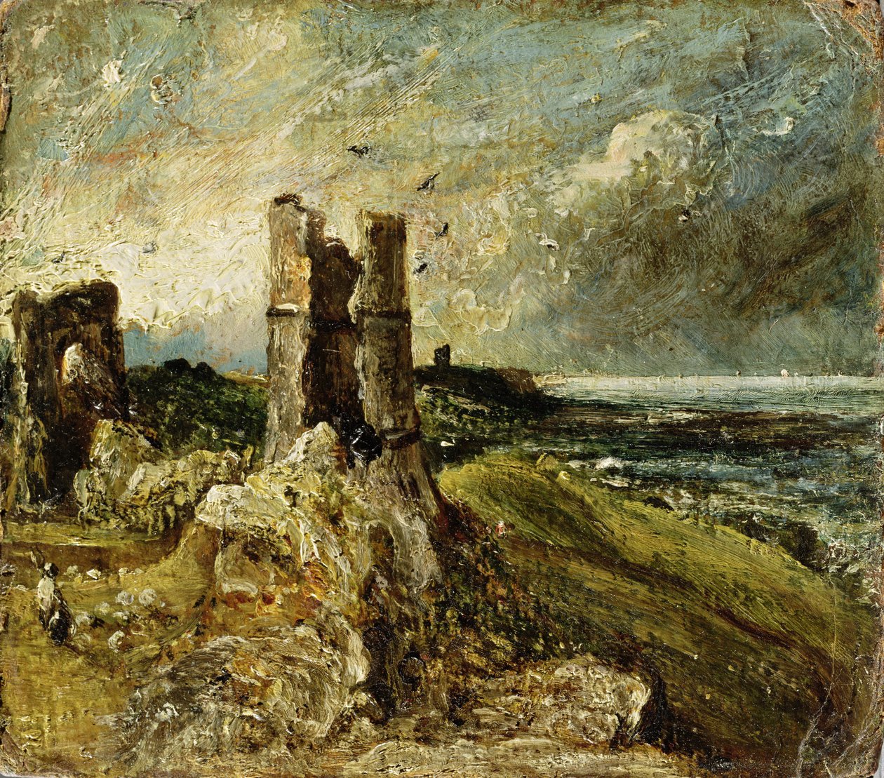Náčrt hradu Hadleigh (recto) (olej na desce) od John Constable