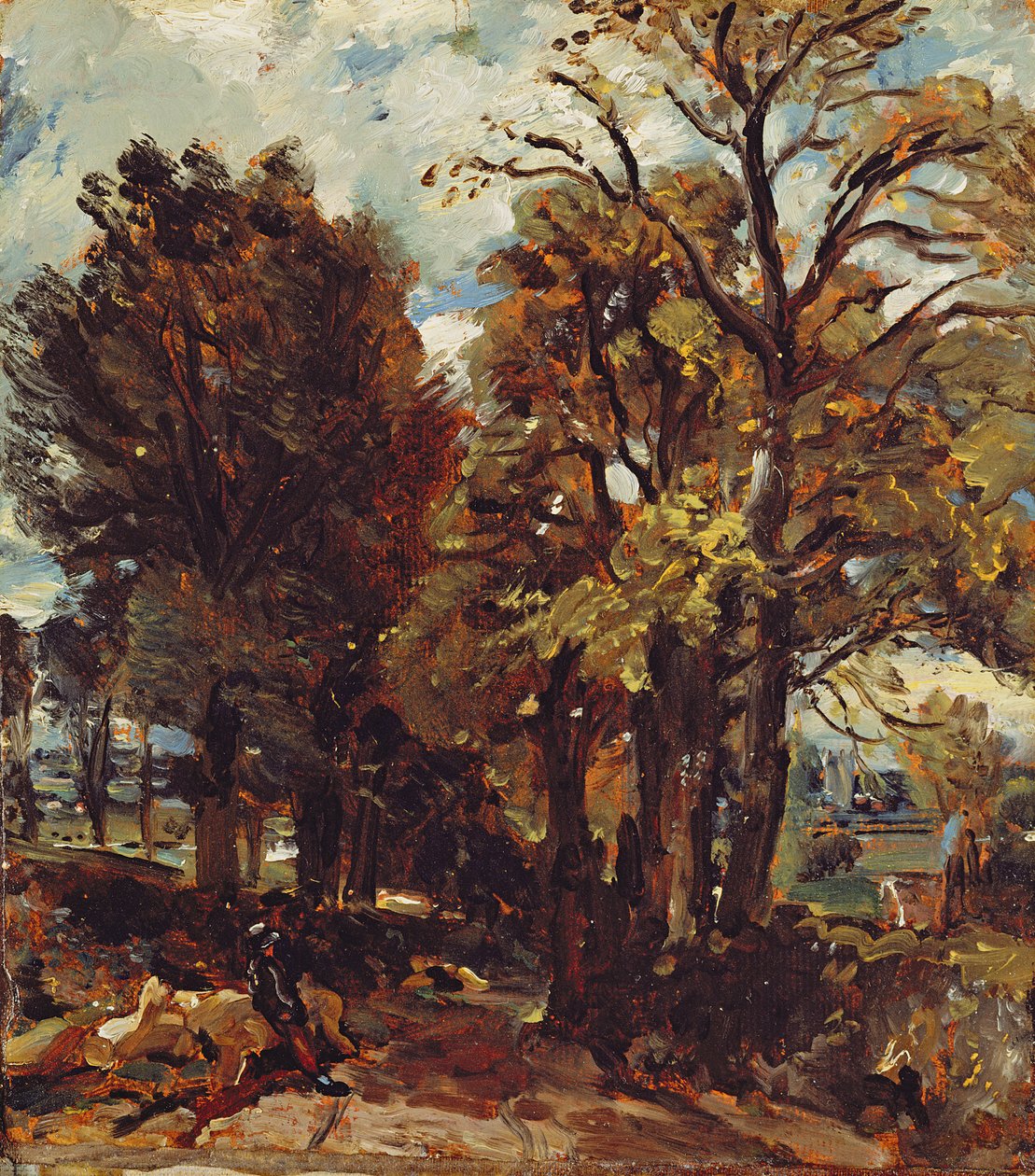 Sketch of a Lane at East Bergholt, c.1810 (olej na papíře položeném na plátně) od John Constable