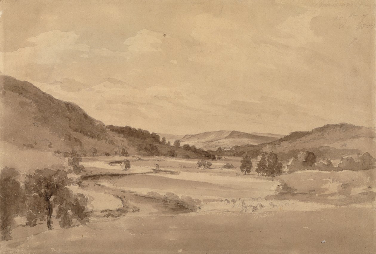 Údolí Derwent s Chatsworth v dálce od John Constable
