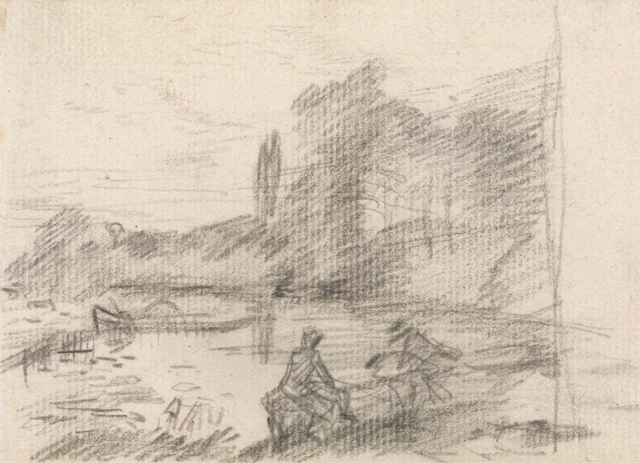 Dvě postavy u řeky od John Constable