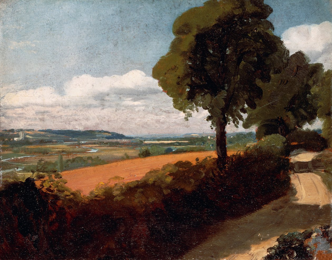 Pohled ze silnice vedoucí do East Bergholtu od John Constable