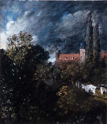 Pohled do zahrady s červeným domem za ní od John Constable