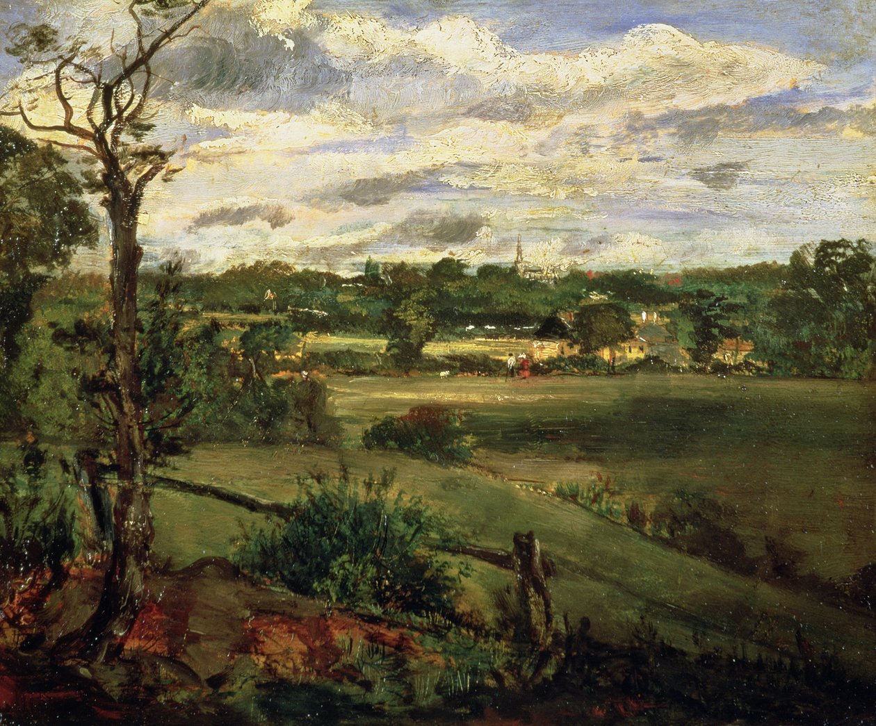 Pohled na Highgate z Hampstead Heath, kolem roku 1834 (olej na kartonu) od John Constable