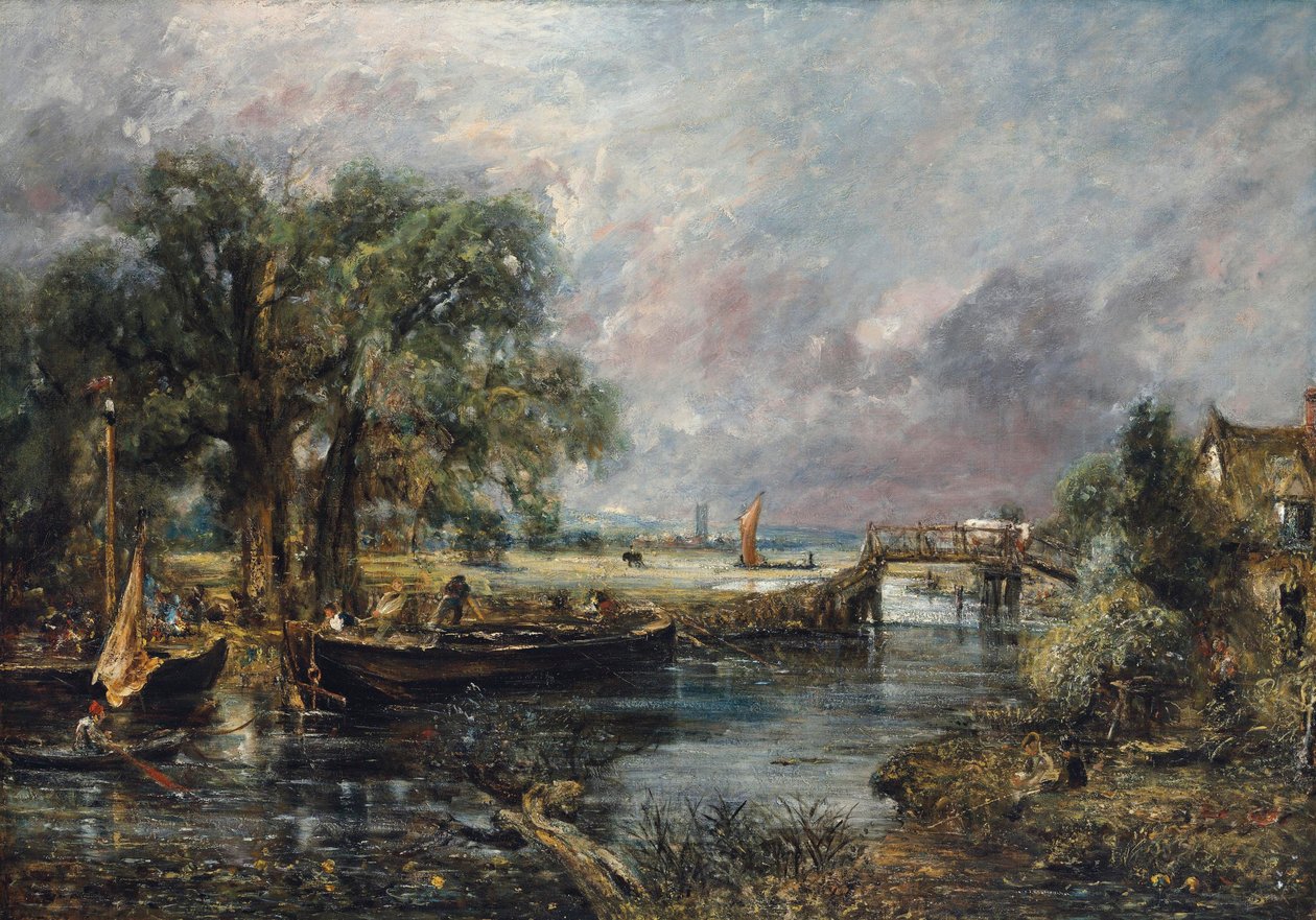 Pohled na řeku Stour u Dedhamu, skica v plném měřítku, asi 1821-22 (olej na plátně) od John Constable