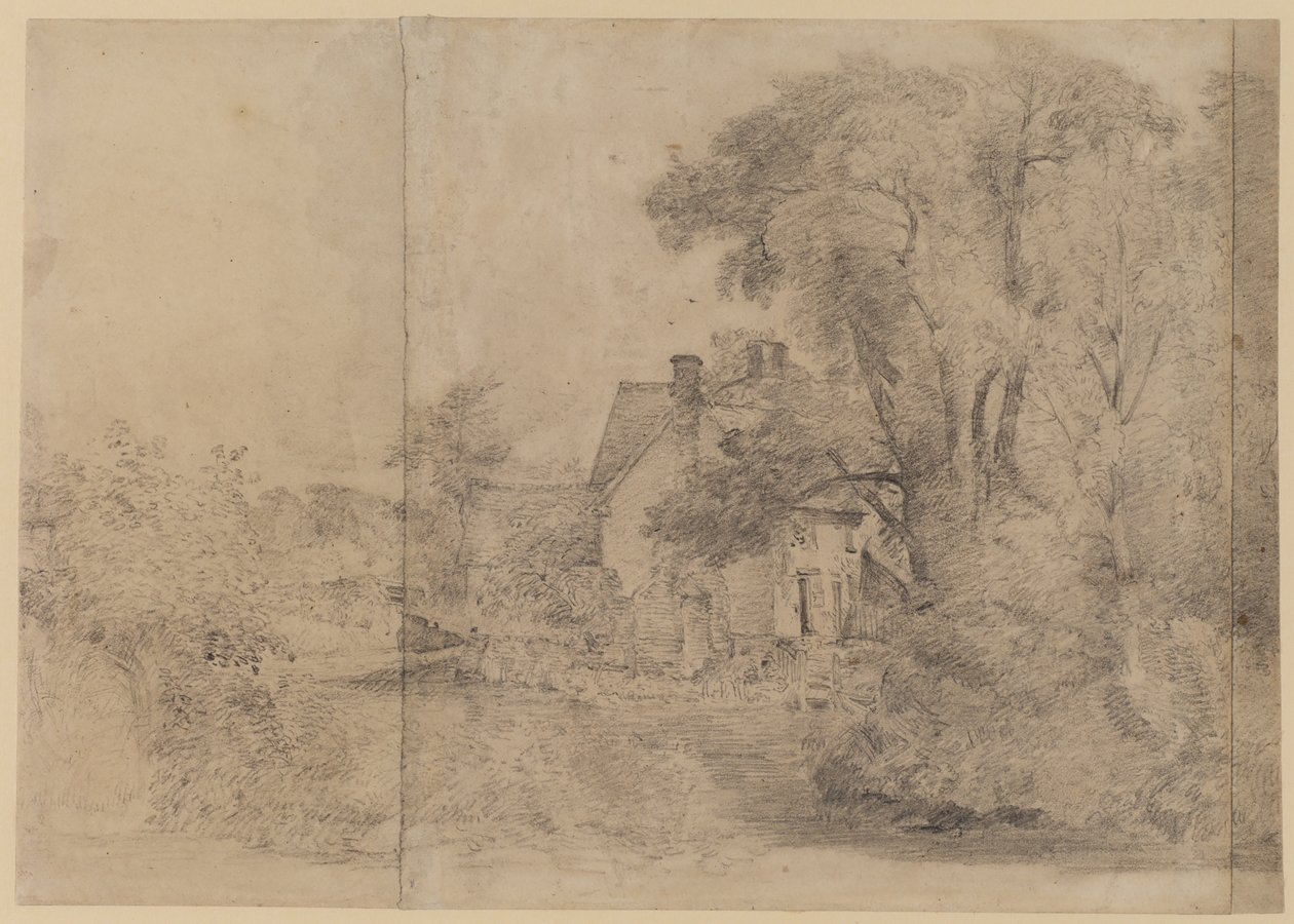 Willy Lotts House, East Bergholt, cca 1820 (černá křída na papíře) od John Constable