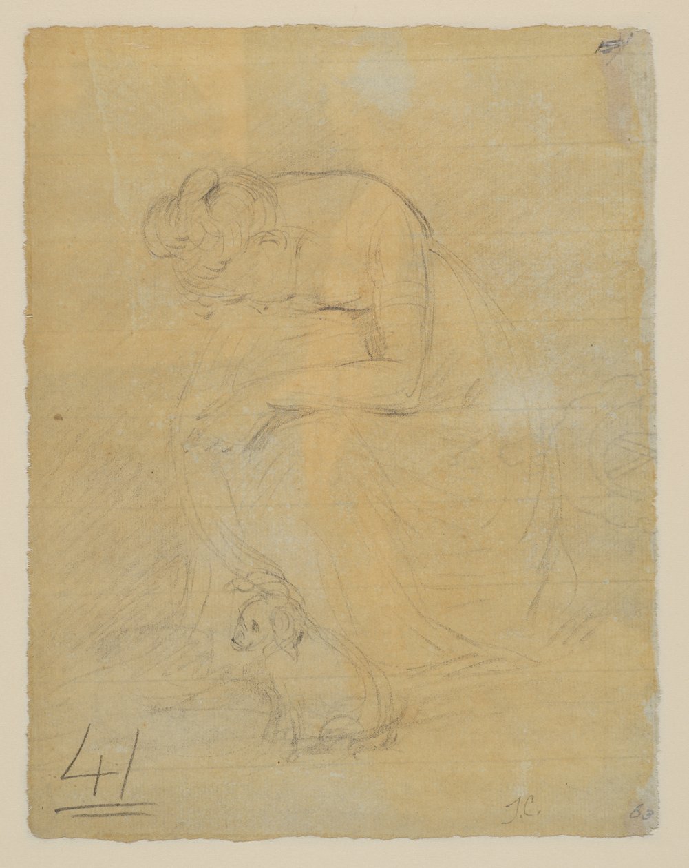 Žena sedící, se psem u nohou, vzadu, kolem roku 1806 od John Constable