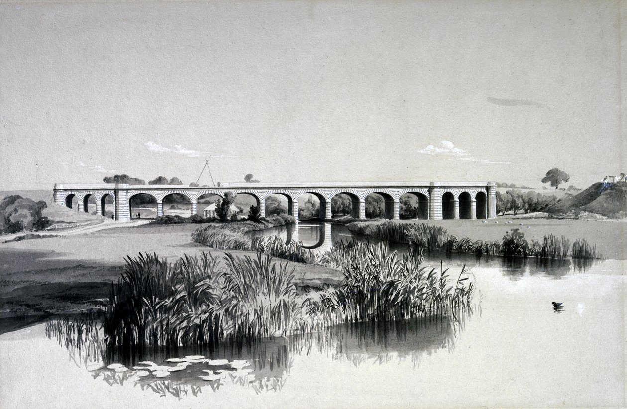 Avon viadukt, Wolston, 2. července 1837 (pero, inkoust a mytí na papíře) od John Cooke Bourne
