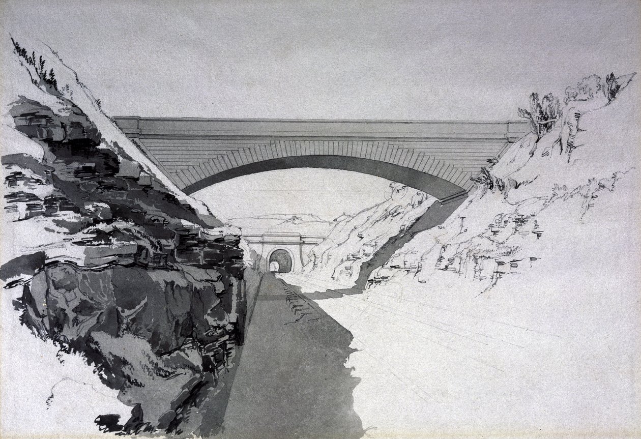Beechwood Tunnel, 27. července 1837 (pero, inkoust a mytí na papíře) od John Cooke Bourne