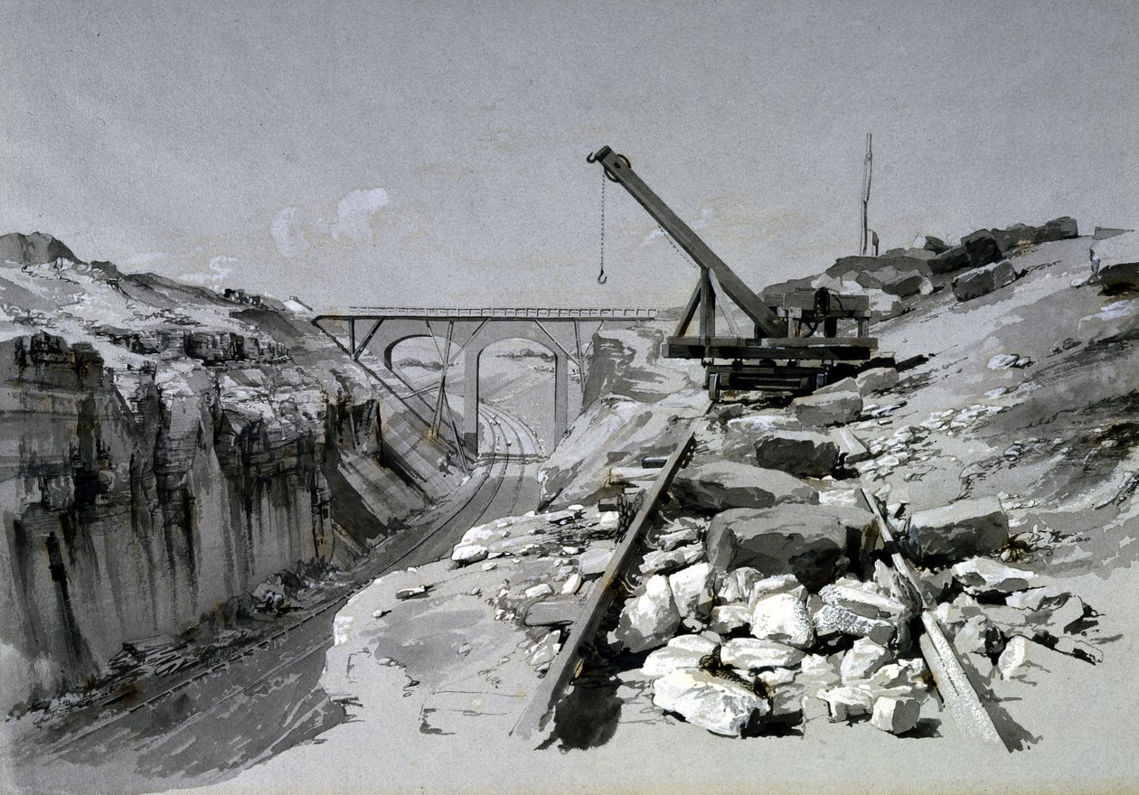 Blisworth Cutting, Northamptonshire, shora, 2. července 1837 (pero a inkoust a mytí na papíře) od John Cooke Bourne