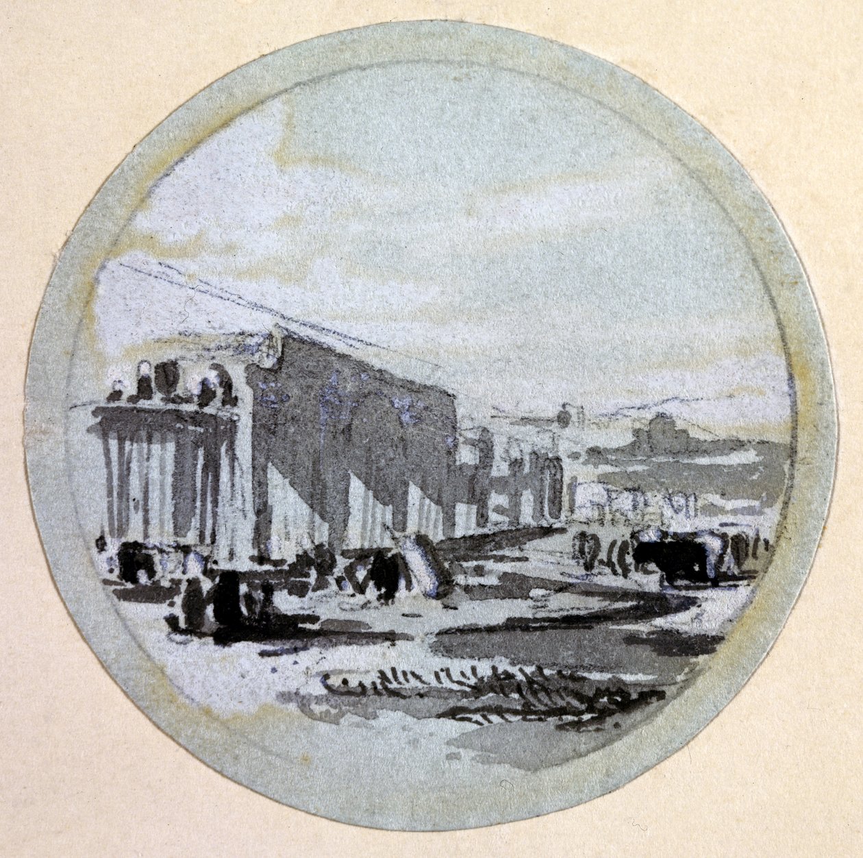 Building, London & Birmingham Railway, c.1838 (pero, inkoust a mytí na papíře) od John Cooke Bourne