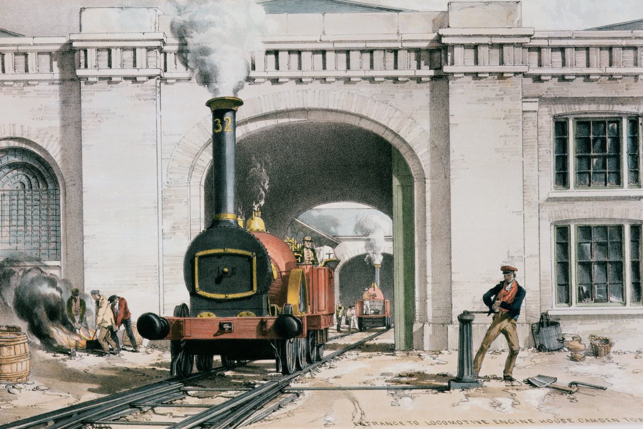 Vchod do Locomotive Engine House, Camden Town, Londýn, 1839 od John Cooke Bourne