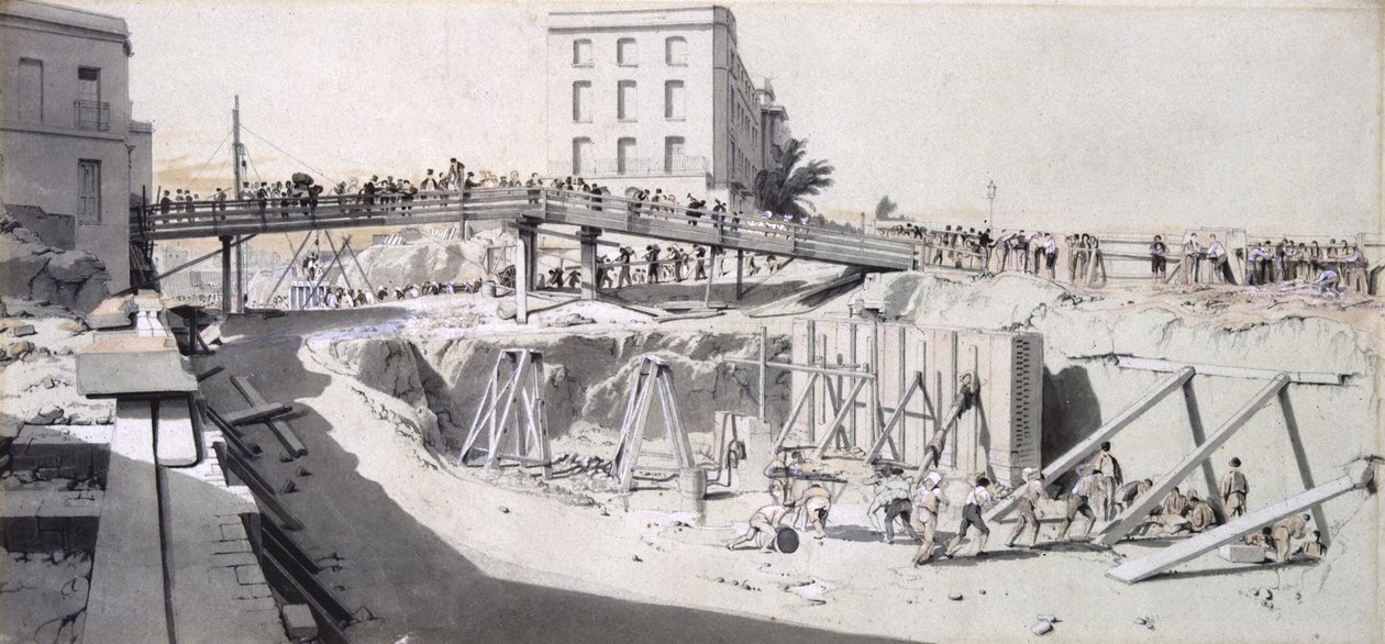 Granby Street, Hampstead Road, 13. srpna 1836 (pero, inkoust a mytí na papíře) od John Cooke Bourne