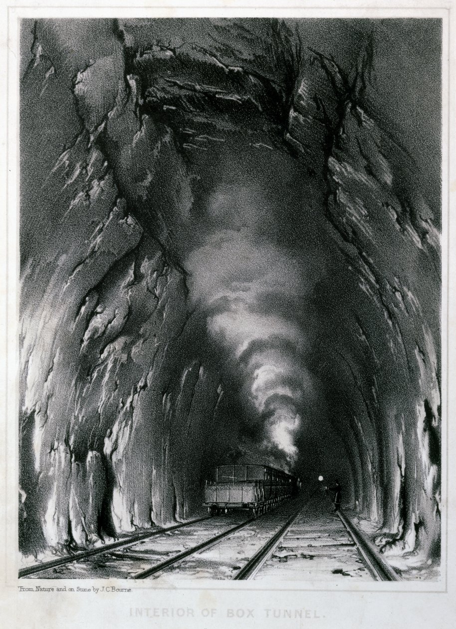 Interiér krabicového tunelu, 1846 od John Cooke Bourne