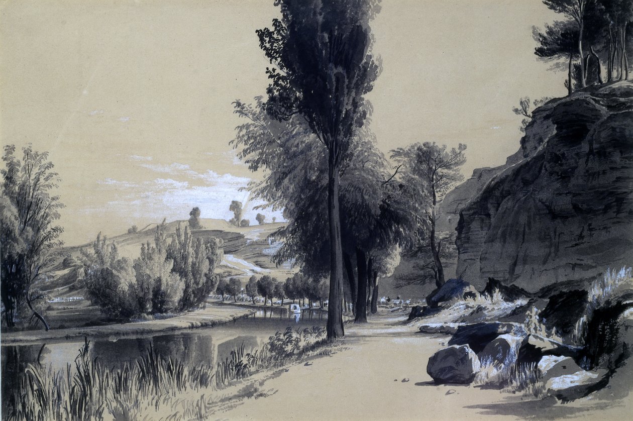 Linslade Rocks, 23. června 1837 (pero, inkoust a mytí na papíře) od John Cooke Bourne