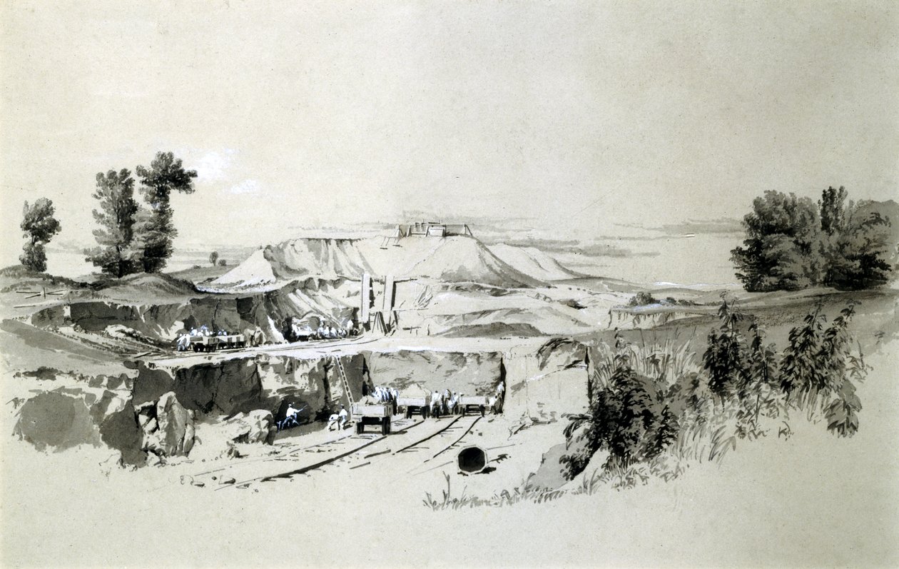 Linslade Tunnel, 23. června 1837 (pero, inkoust a mytí na papíře) od John Cooke Bourne