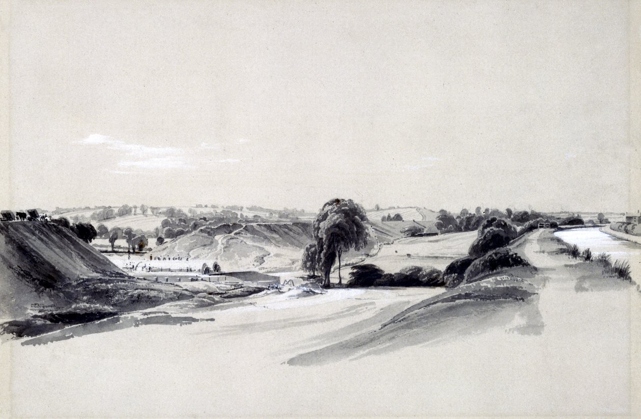 Výroba a nábřeží, Bugbrooke, 10. července 1837 (pero, inkoust a mytí na papíře) od John Cooke Bourne