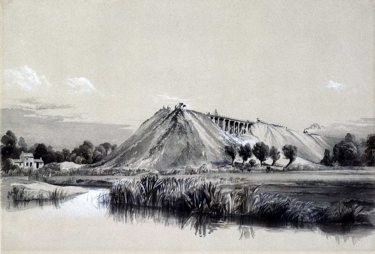 Making the Embankment ve Wolvertonu, 29. června 1837 (pero, inkoust a mytí na papíře) od John Cooke Bourne