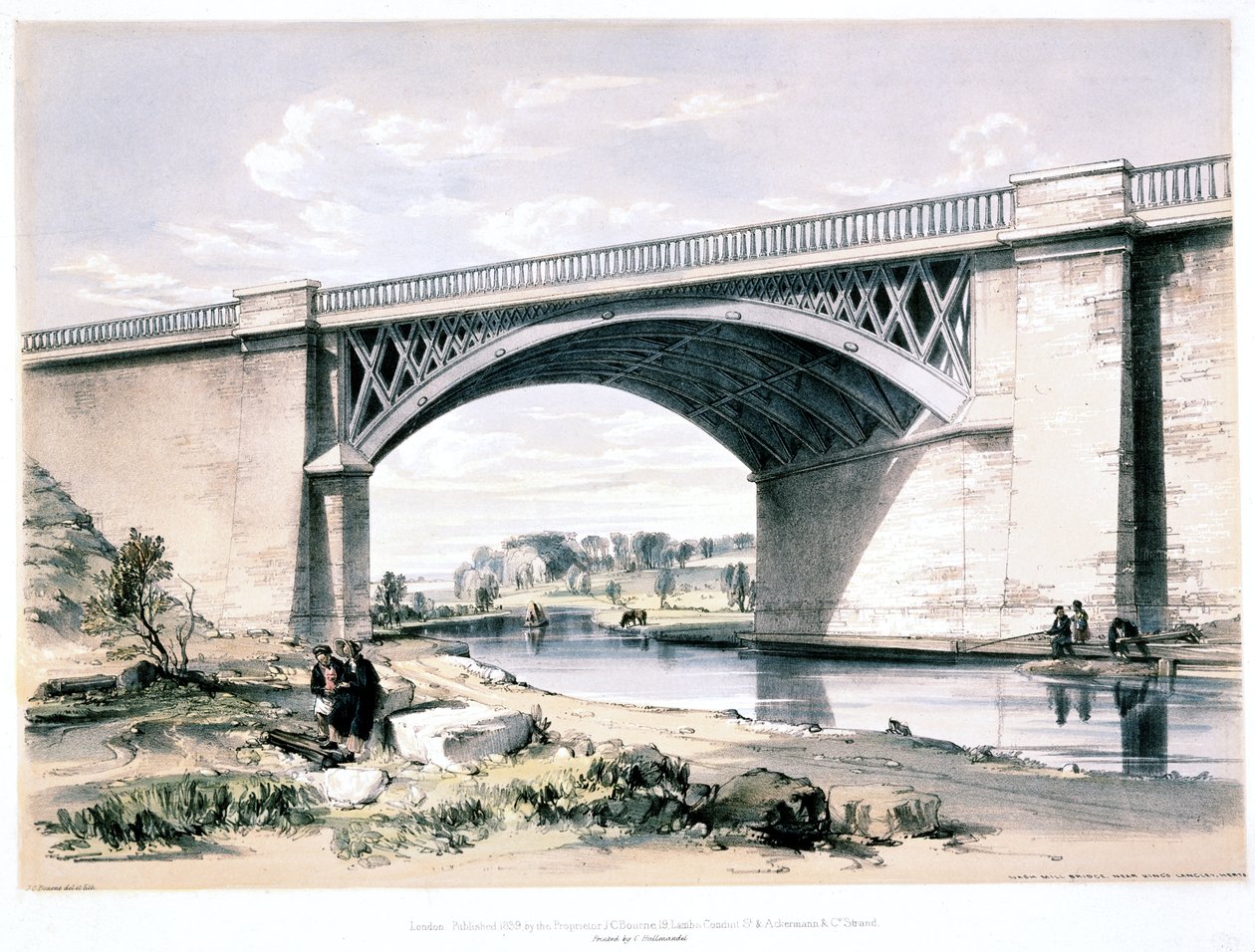 Nash Mill Bridge, poblíž Kings Langley, Hertfordshire, 1839 od John Cooke Bourne