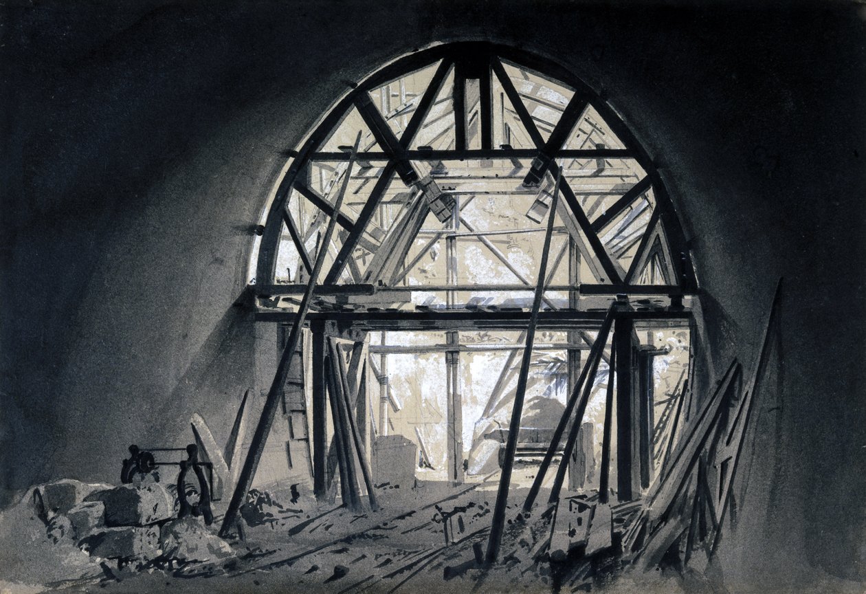 North Church Tunnel, 17. června 1837 (pero, inkoust a mytí na papíře) od John Cooke Bourne