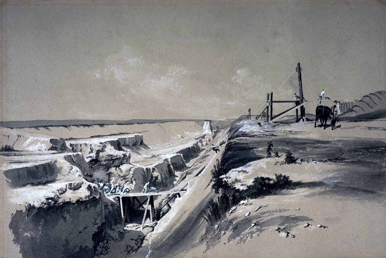 Tring Cutting, Hertfordshire, 30. léta 19. století (pero a inkoust a mytí na papíře) od John Cooke Bourne
