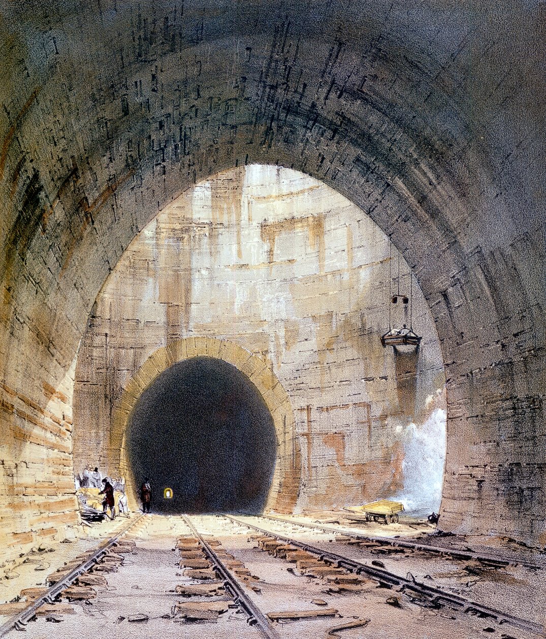 Ventilační šachta v Kilsby Tunnel, Northamptonshire, Londýn a Birminghamská železnice, 1839 od John Cooke Bourne