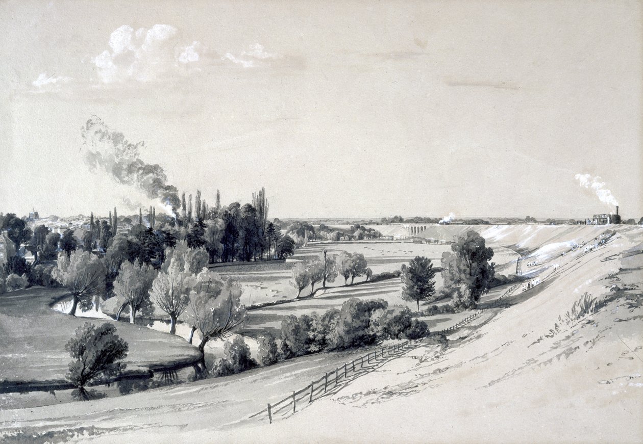 Watford Embankment, Hertfordshire, 29. října 1837 (pero a inkoust a mytí na papíře) od John Cooke Bourne