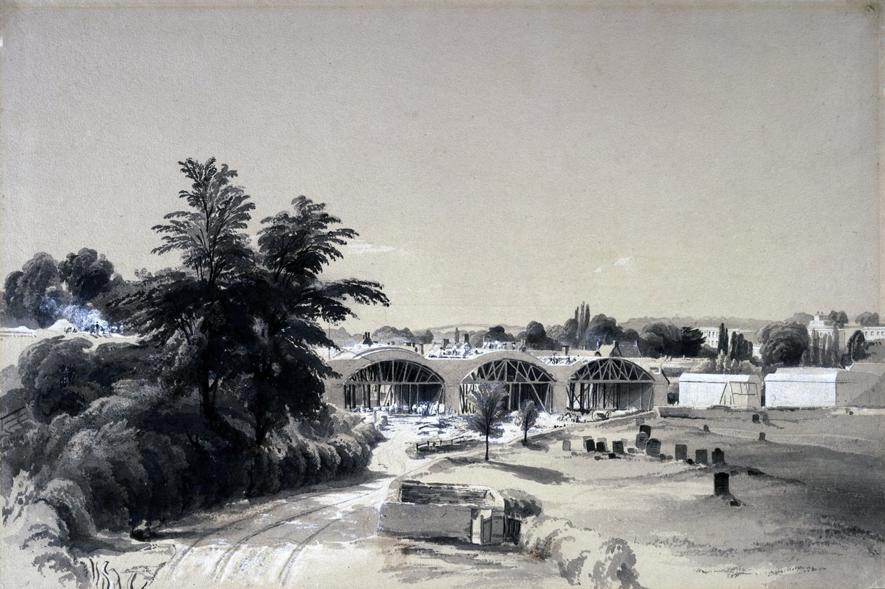 Weedon, Northamptonshire, 6. července 1837 (pero a inkoust a mytí na papíře) od John Cooke Bourne