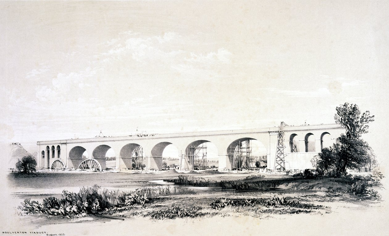 Wolverton viadukt, srpen 1837 od John Cooke Bourne