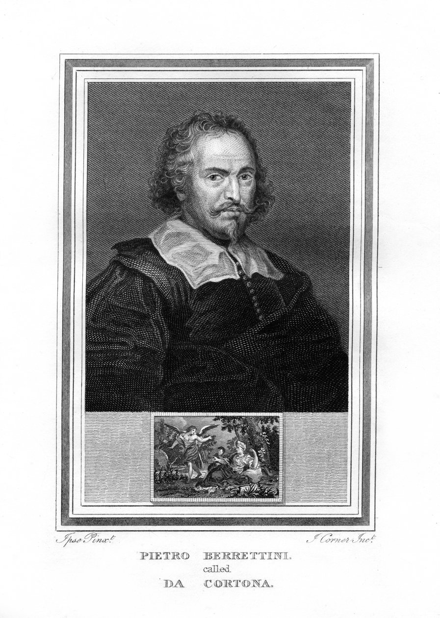 Pietro da Cortona, italský malíř barokní éry, 1825. od John Corner