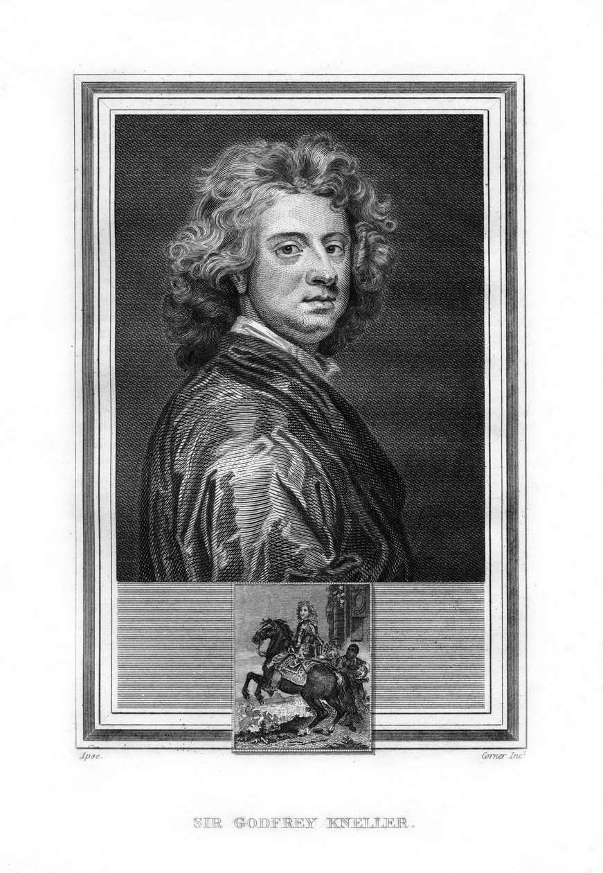 Sir Godfrey Kneller, anglický malíř barokní éry německého původu, 1825. od John Corner