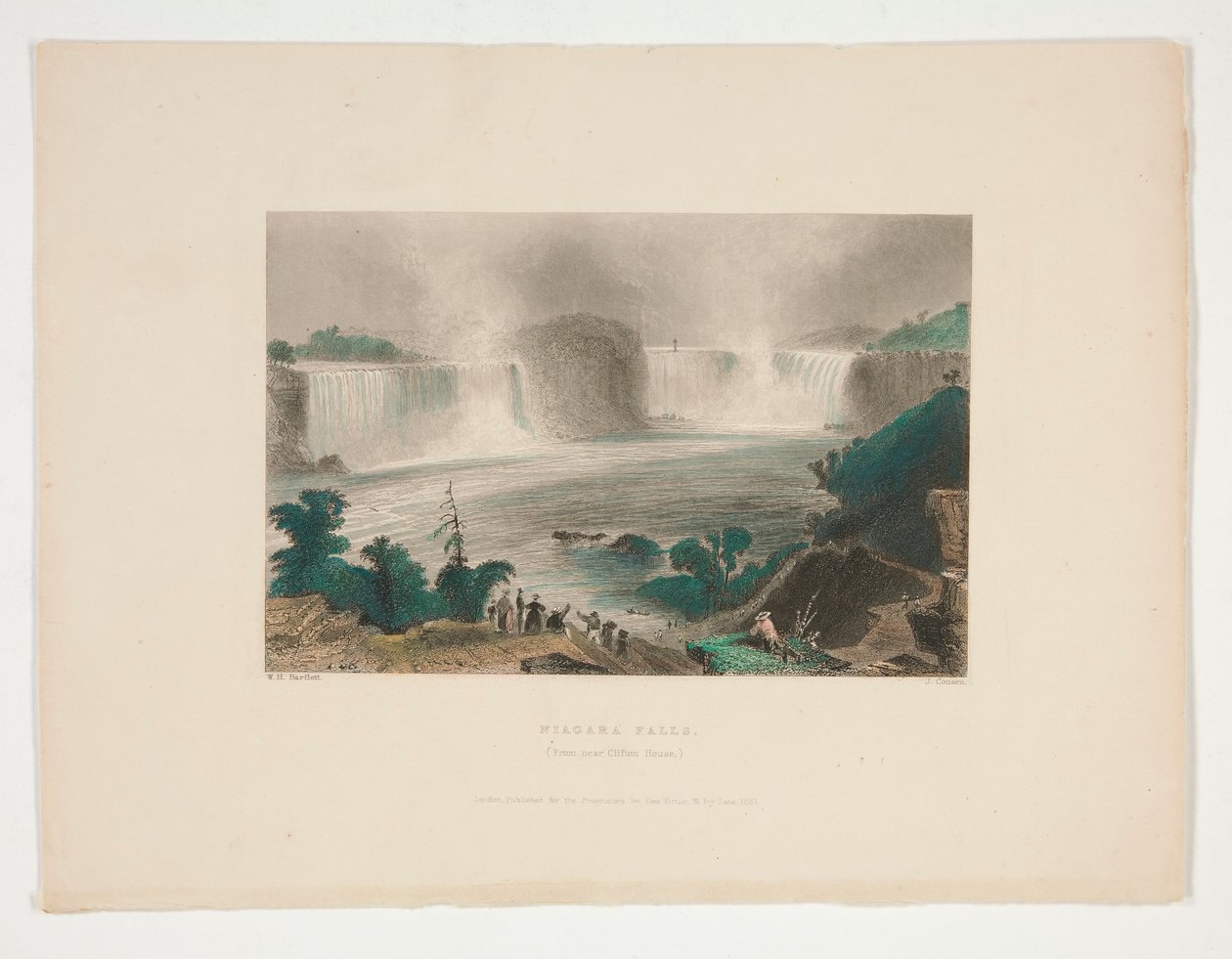 Niagarské vodopády (z blízkosti Clifton House), ilustrace pro Nathaniela Parkera Willise od John Cousen