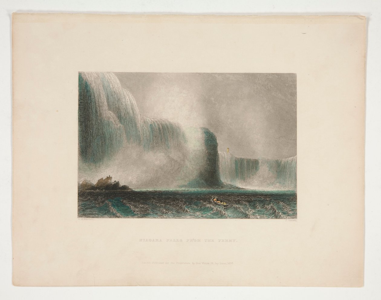 Niagarské vodopády z trajektu, ilustrace pro Nathaniela Parkera Willise od John Cousen