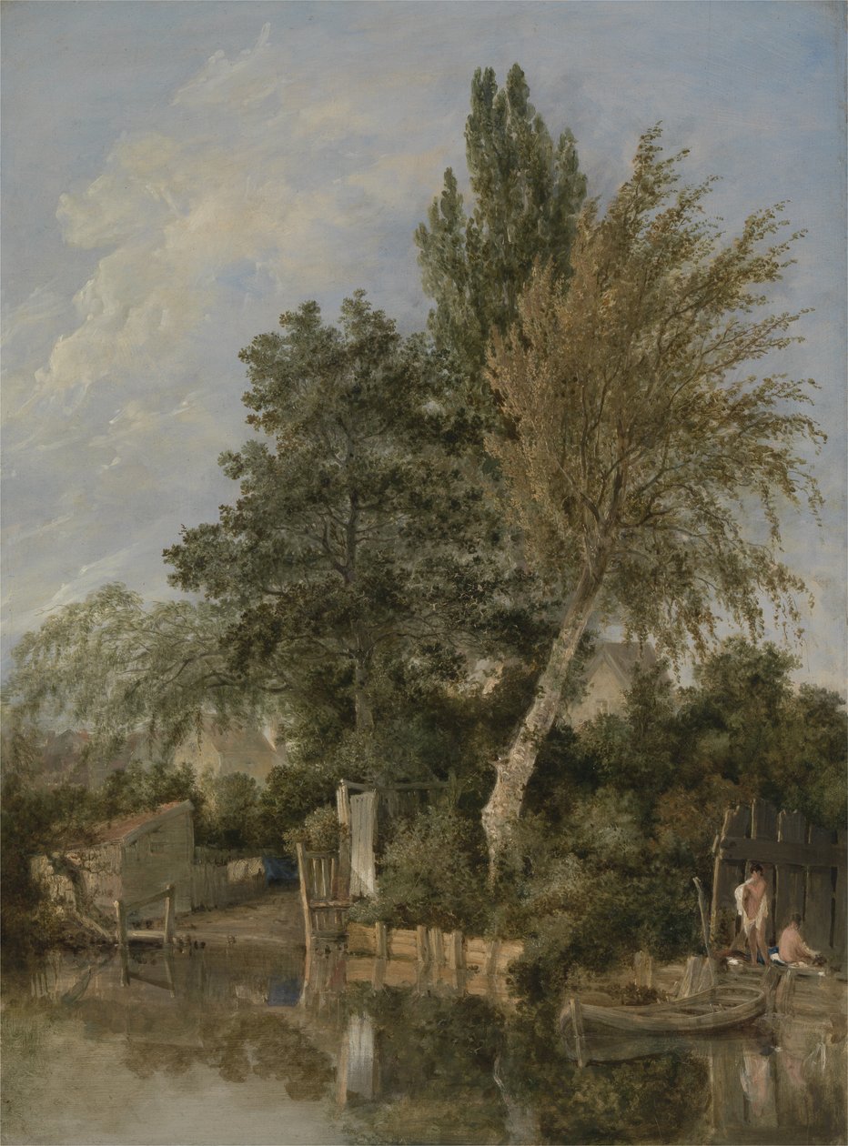 A River Scene with Boys Bathing, c.1817 (olej na panelu) od John Crome