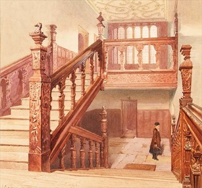 Charterhouse: The Grand Staircase, květen 1885 (akvarel) od John Crowther