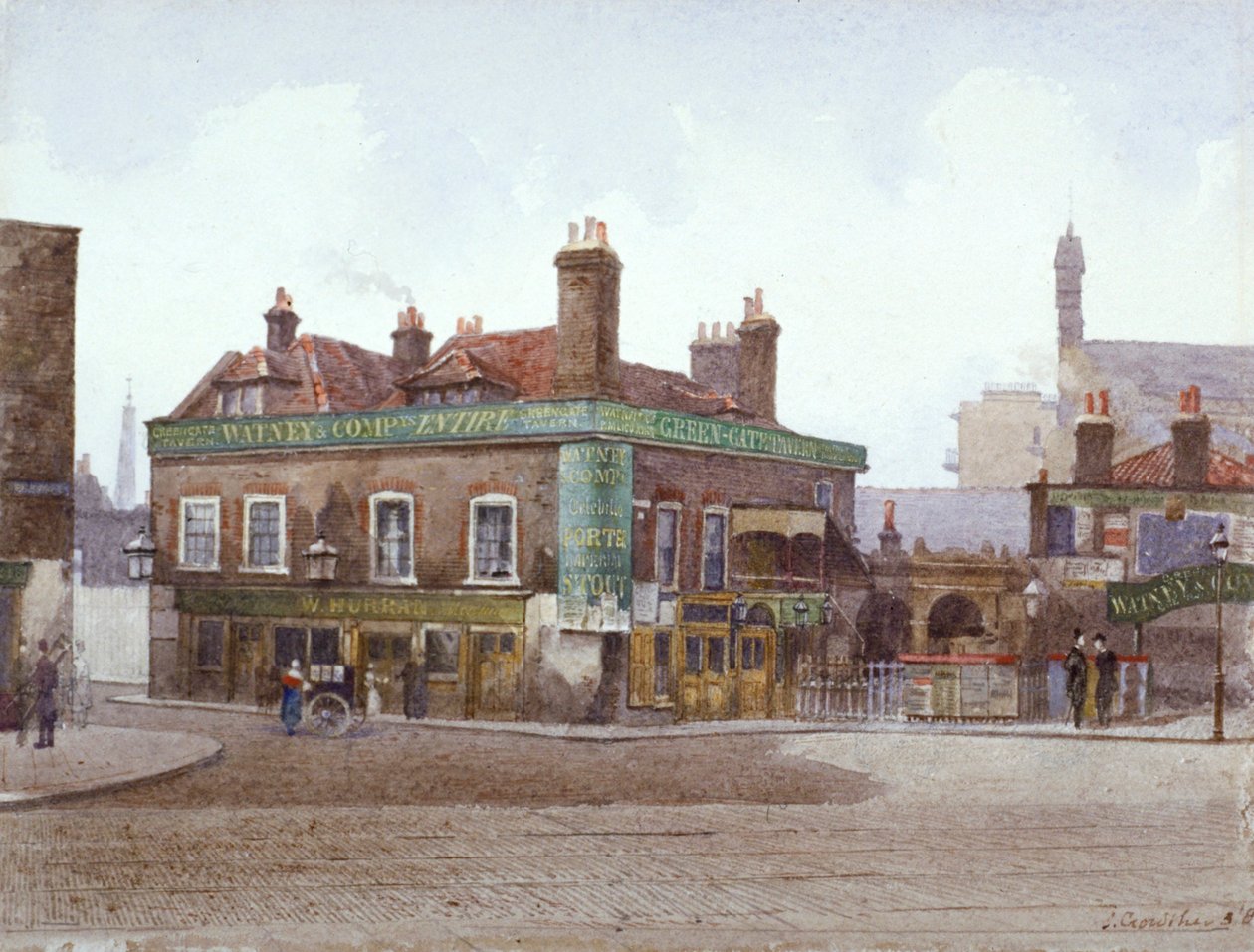 Green Gate Tavern na křižovatce City Road a Bath Street, Londýn, c1880 od John Crowther