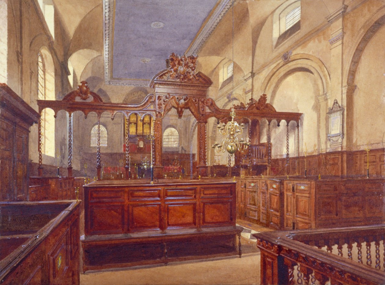 Interiér kostela All Hallows the Great, City of London, 1884. od John Crowther