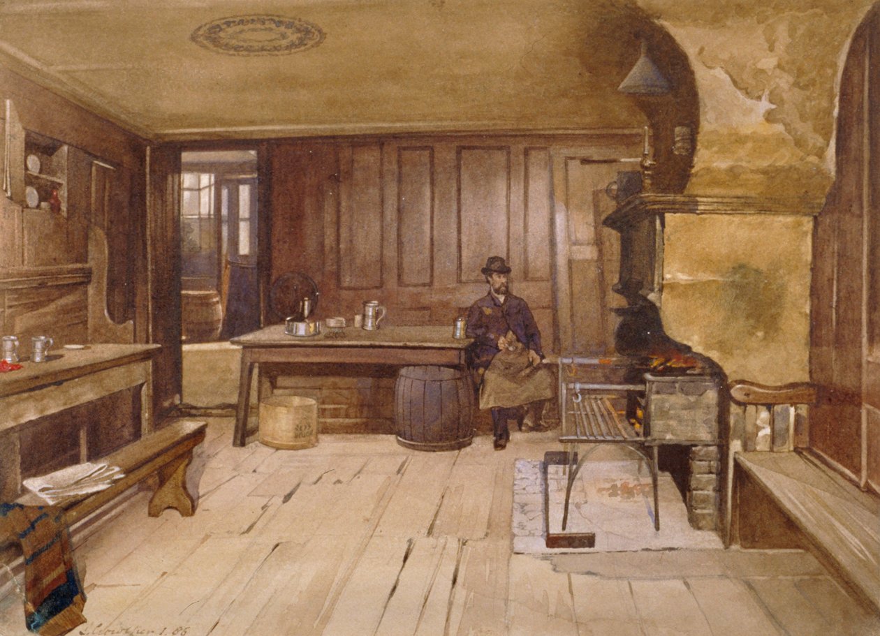 Interiér výčepu ve veřejném domě Sieve, Church Street, Minories, Londýn, 1885 od John Crowther