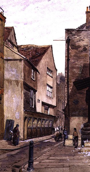 King Street: poblíž Aldgate, březen 1884 (akvarel) od John Crowther