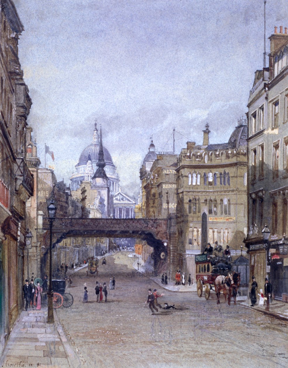Ludgate Circus, Londýn, 1881 od John Crowther