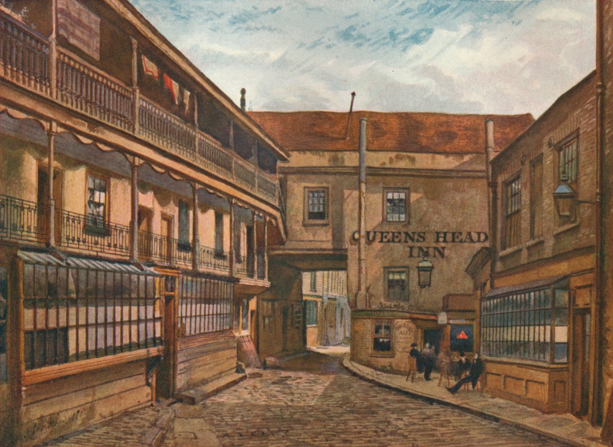 The Yard of the Queens Head Inn, Borough, Southwark, Londýn, 1880 1926 od John Crowther