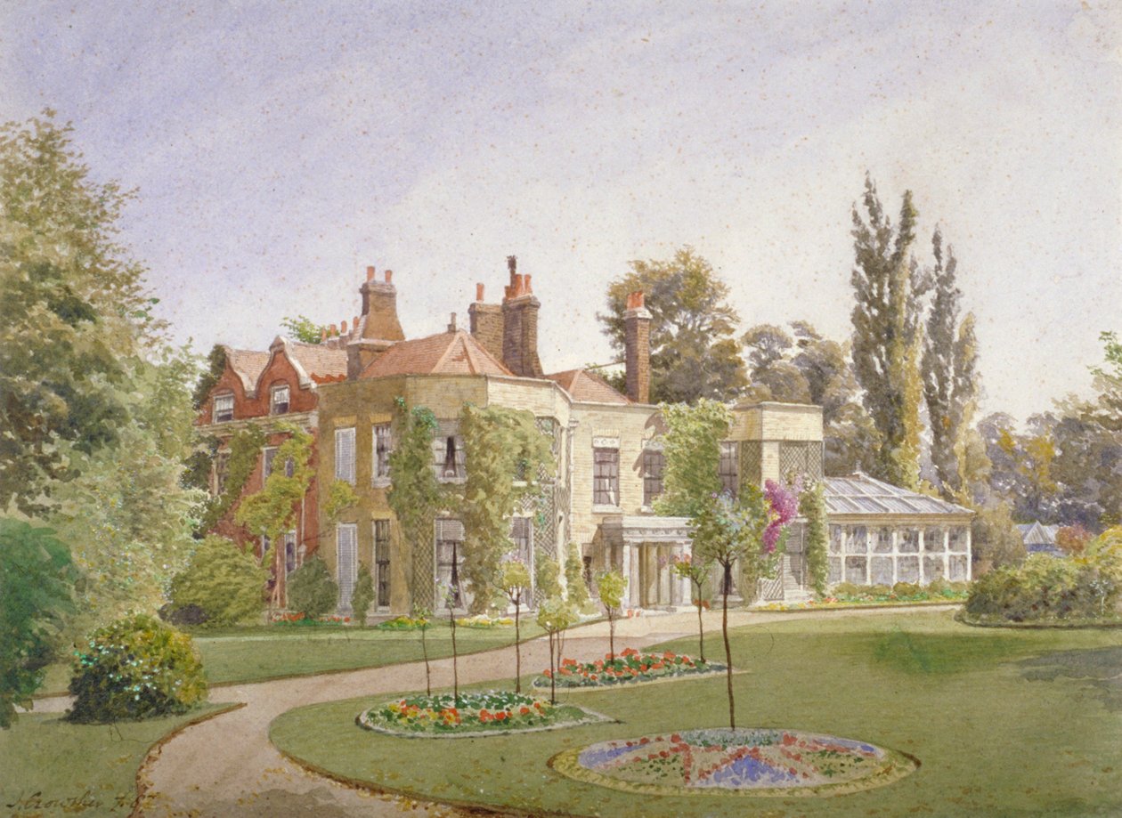 Přední vchod a zahrada v Raleigh House, Brixton Hill, Lambeth, Londýn, 1887 od John Crowther