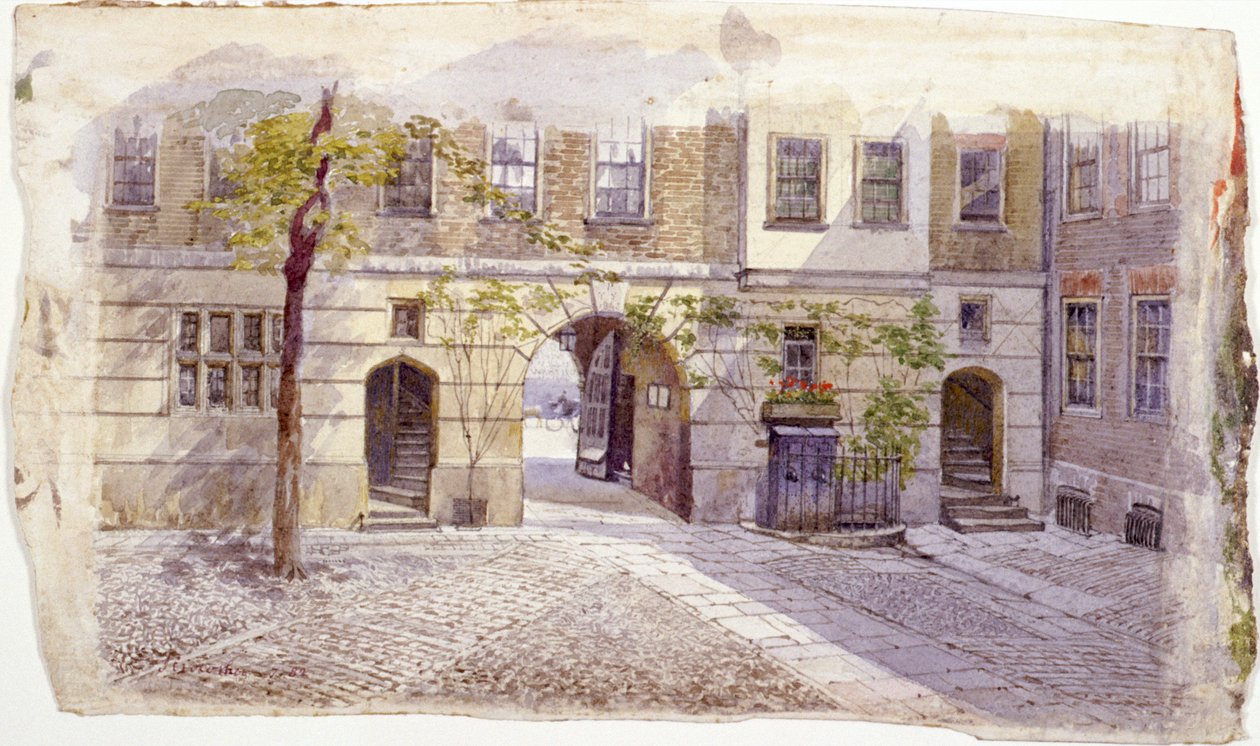 Pohled od vchodu do Staple Inn, Londýn, 1882 od John Crowther