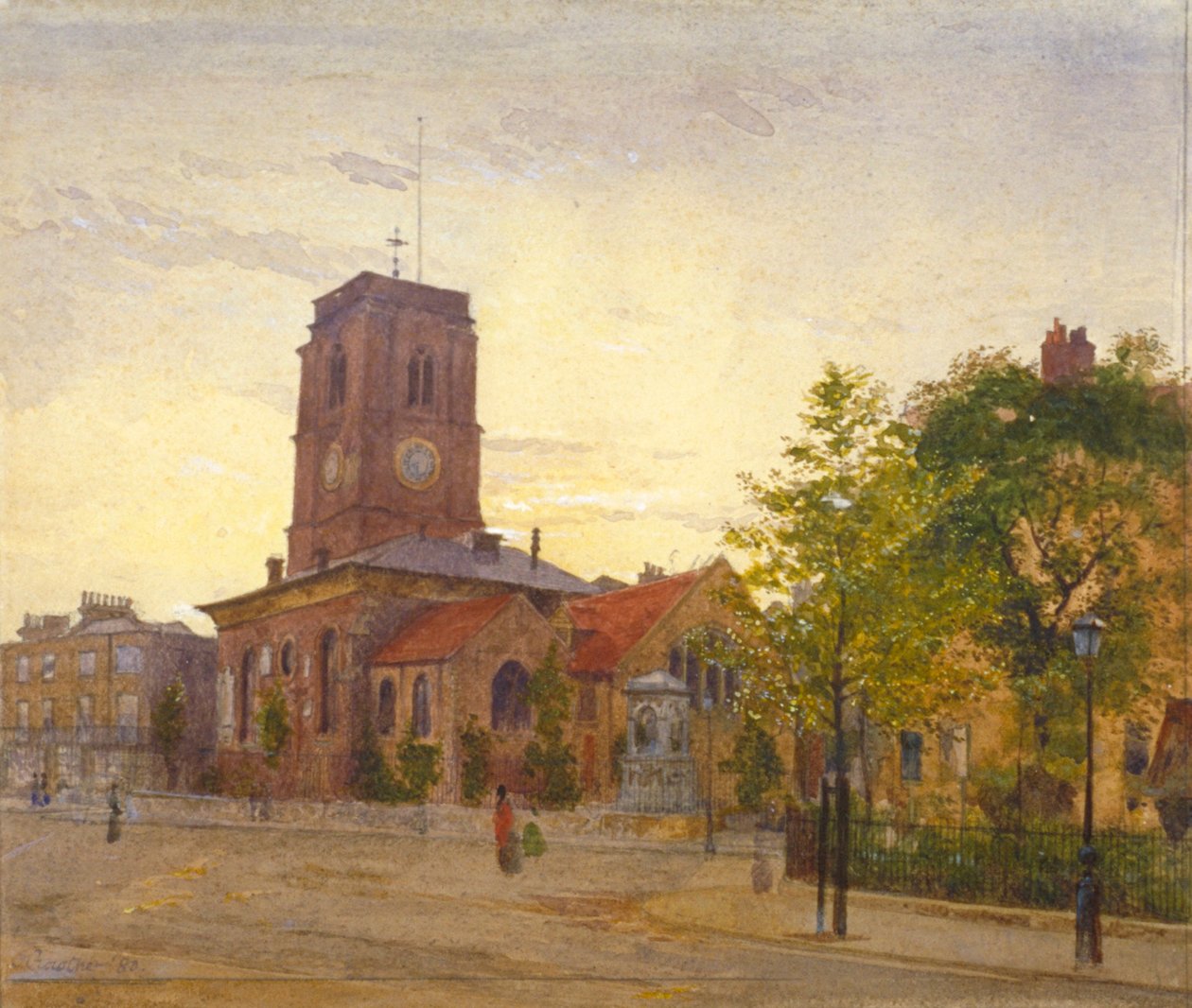 Pohled na kostel Všech svatých, Chelsea, Londýn, 1880 od John Crowther
