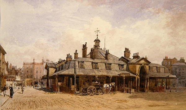 Pohled na Oxford Market, St. Marylebone, cca 1880 (akvarel na papíře) od John Crowther