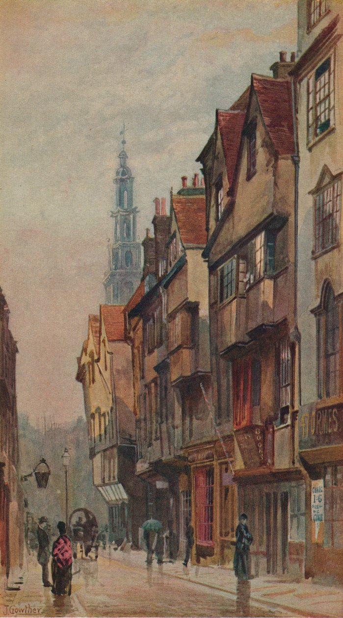 Pohled na Wych Street, Westminster, při pohledu na východ od brány New Inn, Londýn, c1880 od John Crowther
