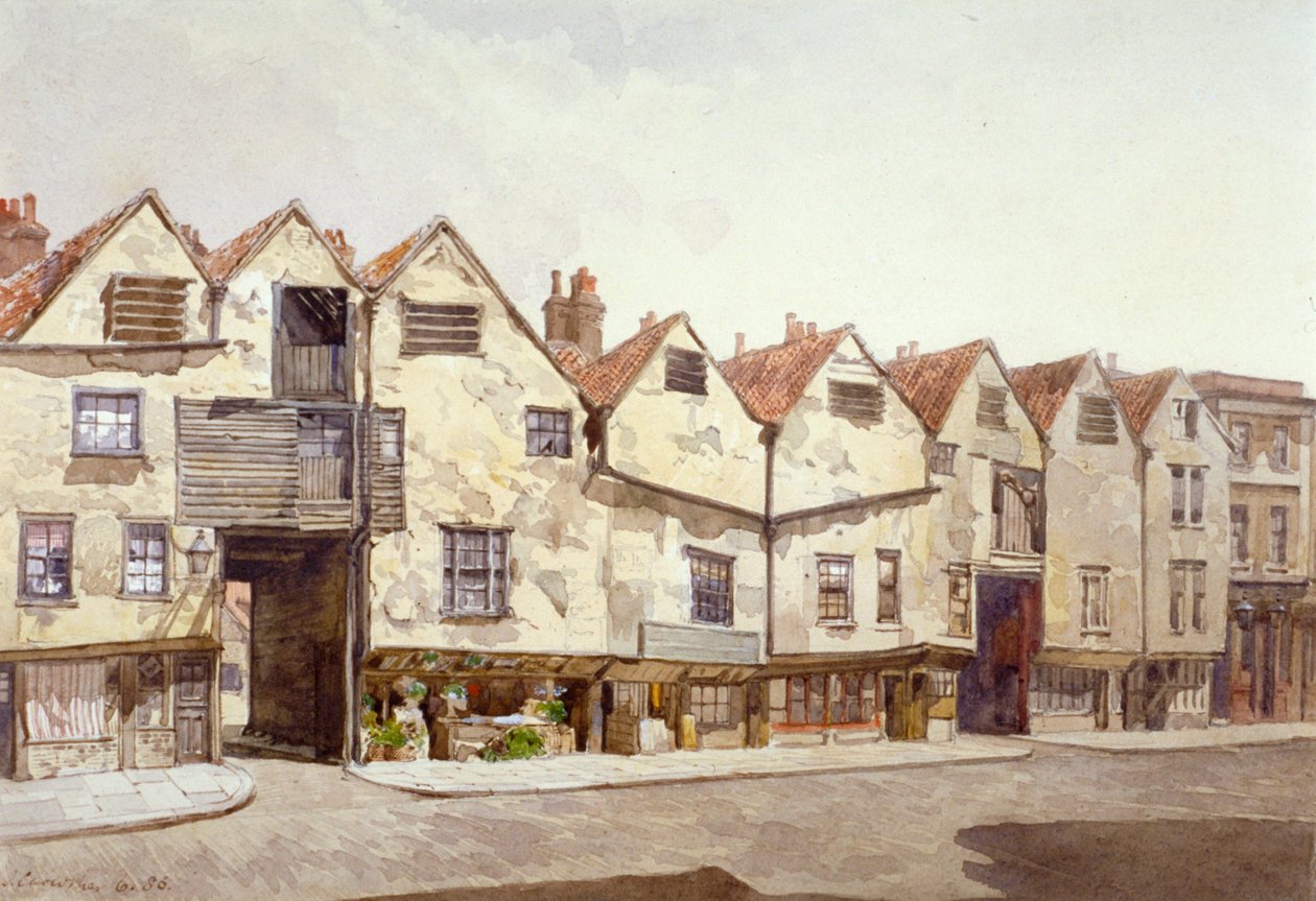 Pohled na obchody a domy, Bermondsey Street, Bermondsey, Londýn, 1886 od John Crowther
