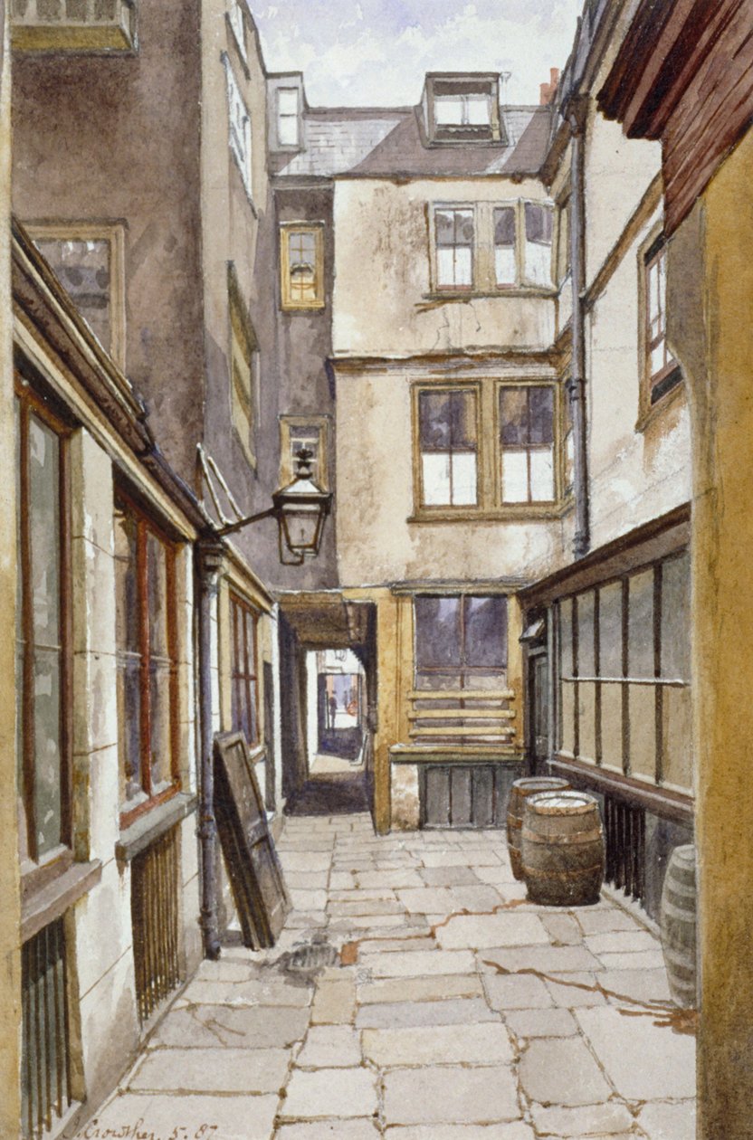 Pohled na dvůr vedoucí do klubu Adelphi, Westminster, Londýn, 1887 od John Crowther