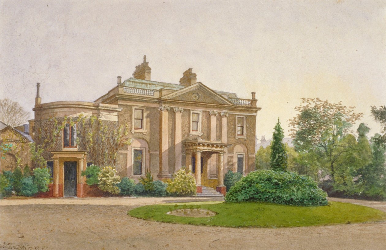 Pohled na přední část Carroun House, South Lambeth Road, Lambeth, Londýn, 1887 od John Crowther